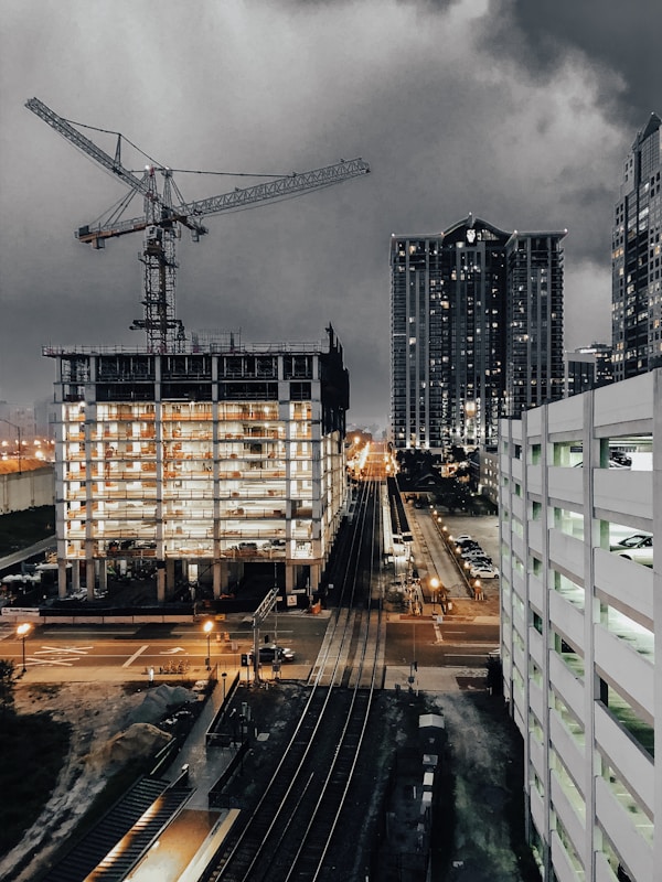 Commercial development and illuminated buildings